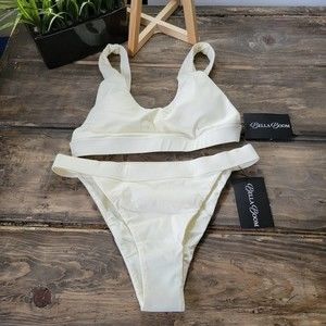 NWT Bella Boom Ivory Cheeky Bikini Set Size M